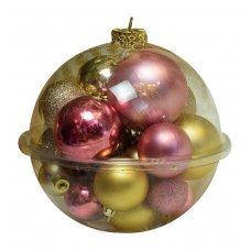 Χριστουγεννιάτικες Μπάλες Ροζ και Χρυσές - Σετ 20 τεμ. (15cm)